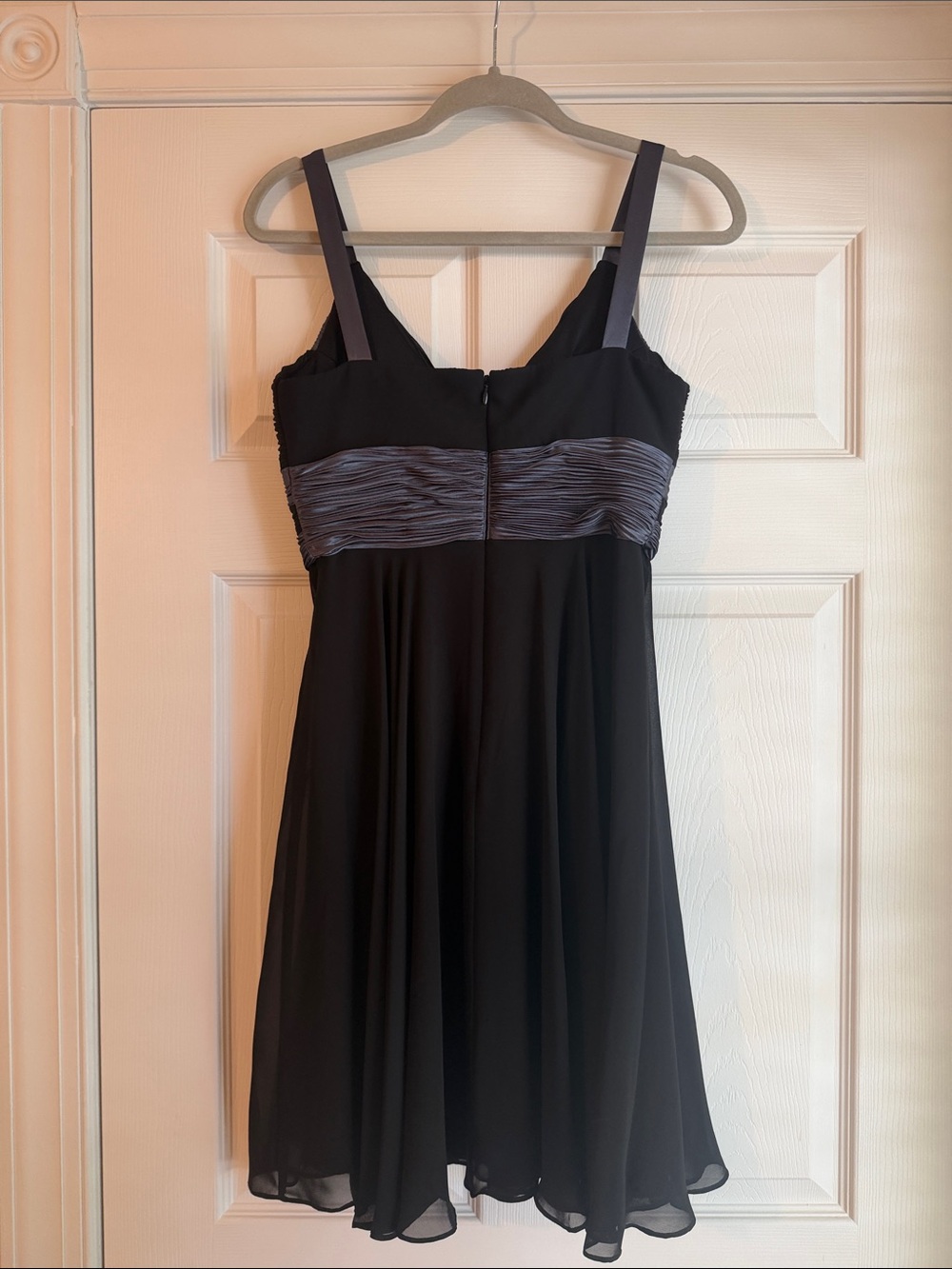 dressbarn Black Ruched Cocktail Dress with Subtle Sheen - Picture 6 of 7
